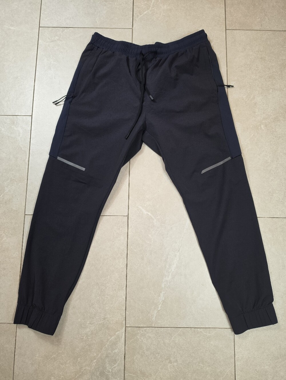 Under 510 Athletic Jogger Pants 32x26 Black Nylon Stretch Reflective Track U-510